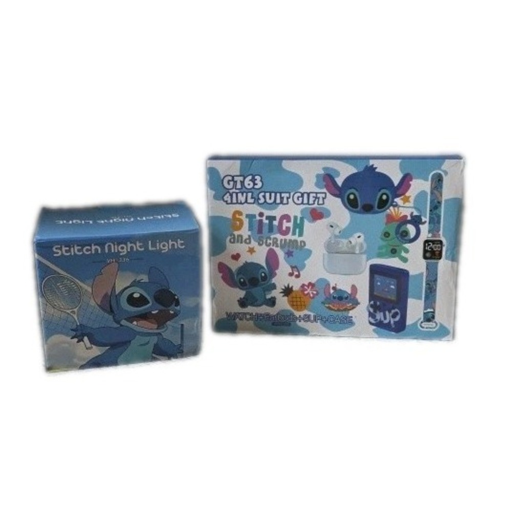 Stitch & Scrump Gift Set Bundle Watch Earbuds w/Case Video Game Night Light New